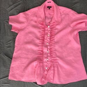 Talbots Pink Linen Blouse X size